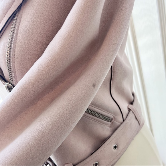 Zara Light Pink Suede Moto Jacket - Picture 14 of 16